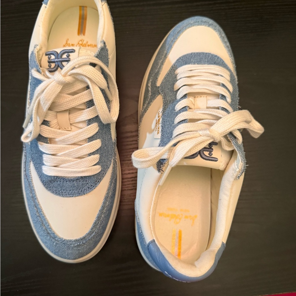 Sam Edelman Denim Blue and White Sneakers